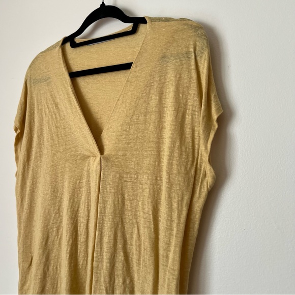 Adolfo Dominguez 100% Linen Pleated V-Neck Top Cap Sleeves, size S - Picture 3 of 9